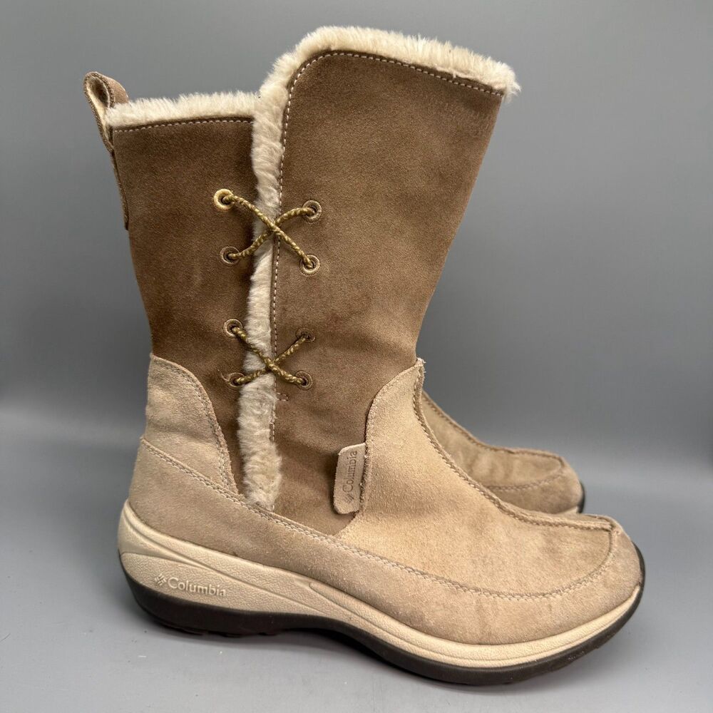 Columbia Delancey Women's 9 Brown Pull-On Water Resistant Winter Rain Boots Shoe